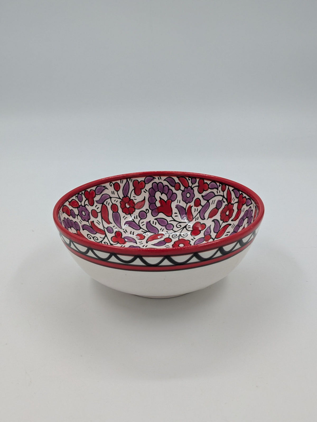Skål 12 cm - bordeaux/grön