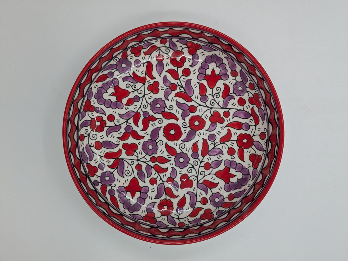 Serveringsfat 23 cm - rød/lavendel