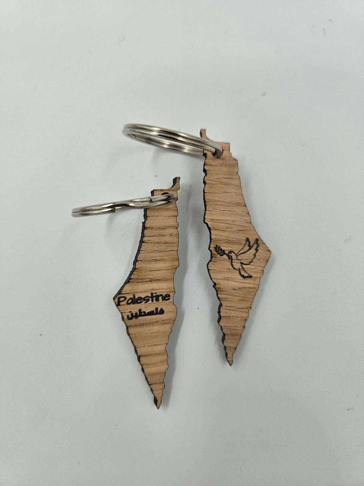 Palestine map keyring oak