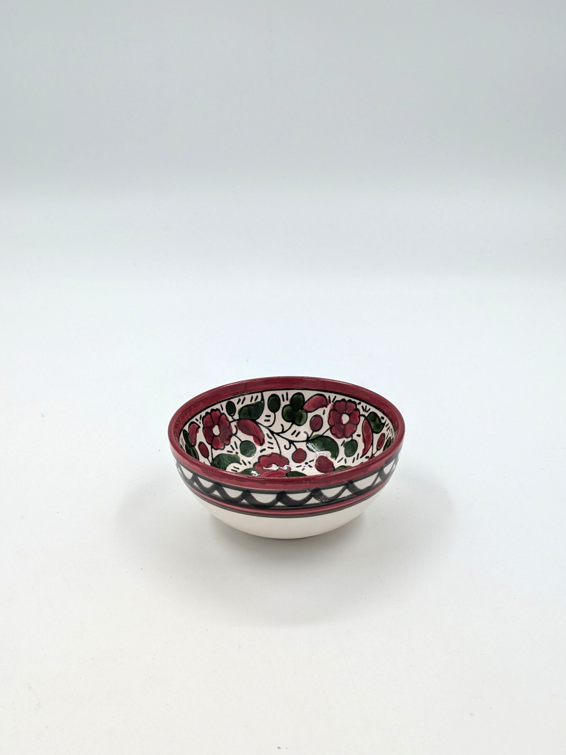 Skål 9 cm - bordeaux/grön