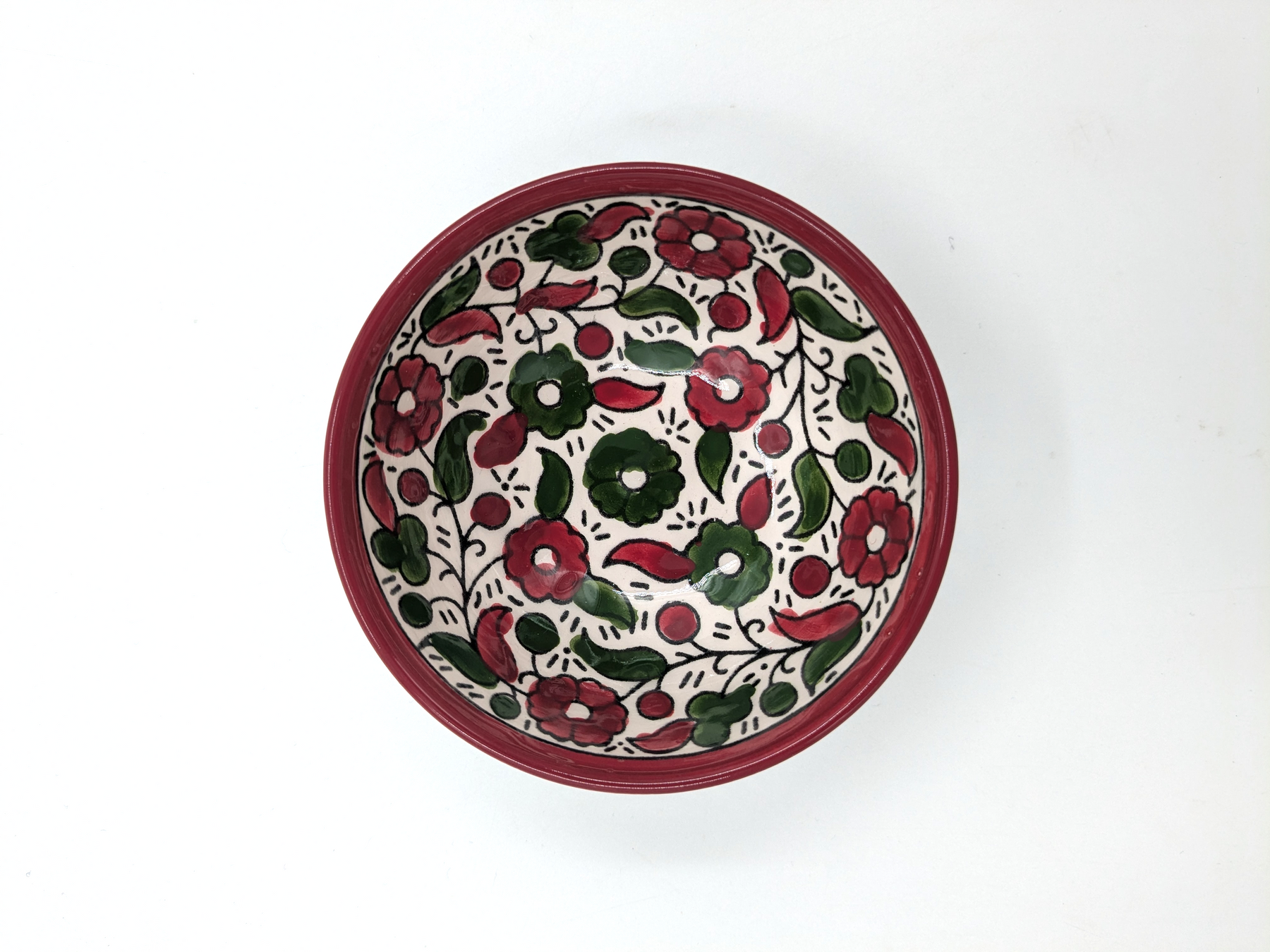 Skål 9 cm - bordeaux/grön