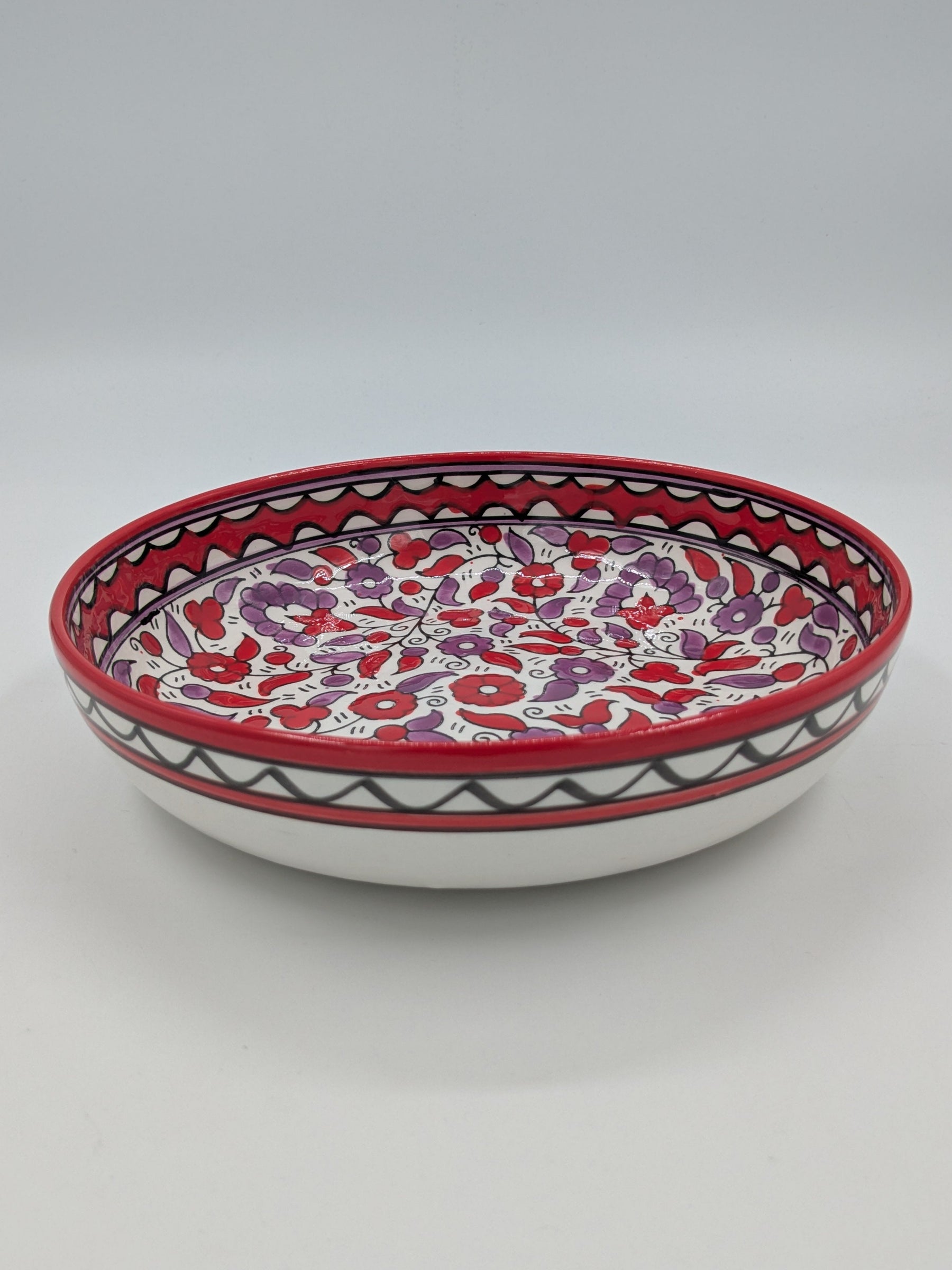 Serveringsfat 23 cm - röd/lavendel