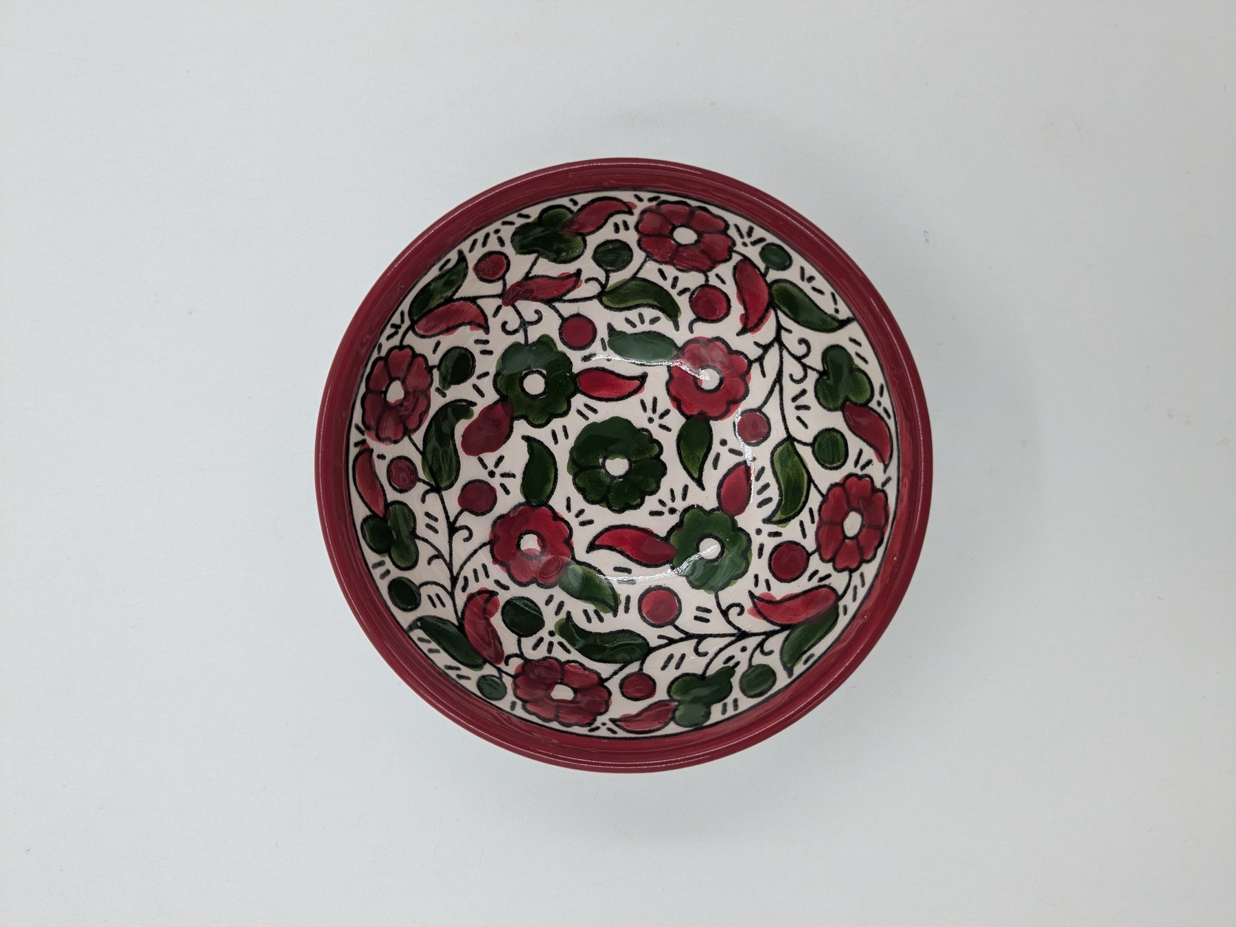 Kom 12 cm - bordeaux/groen