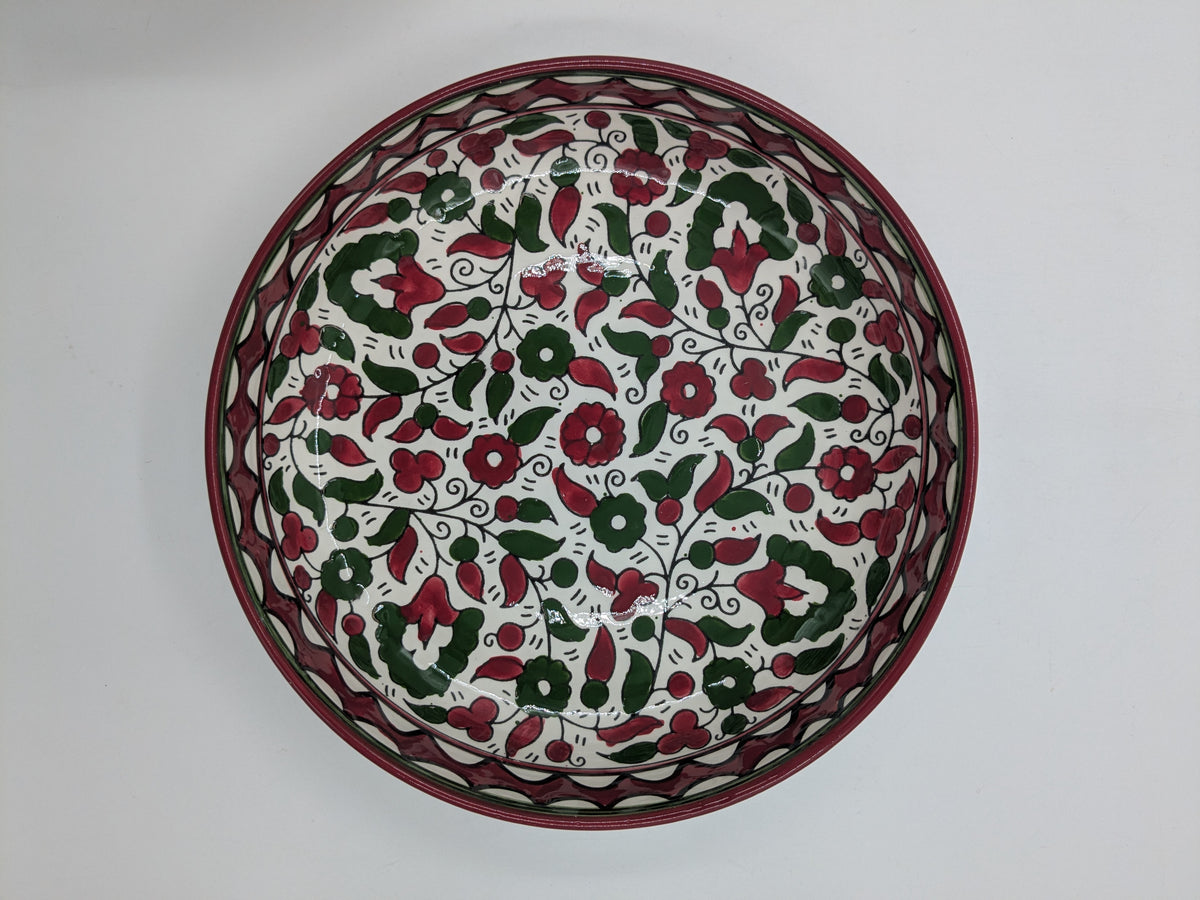Serveringsfat 23 cm - bordeaux/grønn