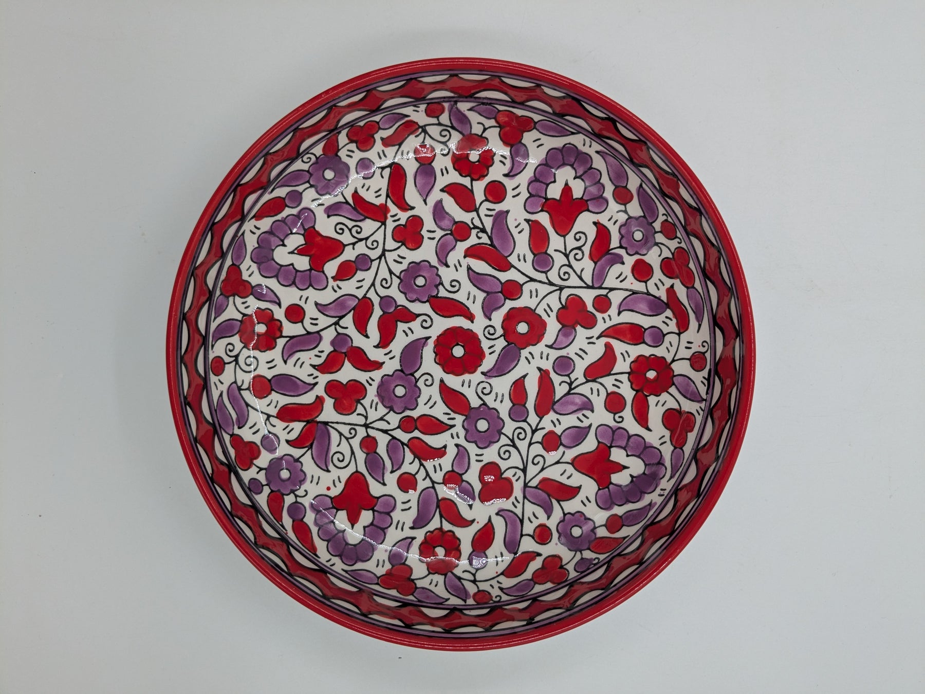 Serveringsfat 23 cm - röd/lavendel