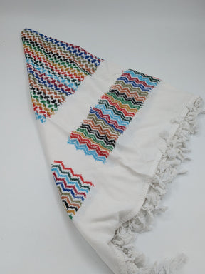 Authentisches Hirbawi-Kuffiyeh – weiß/mehrfarbig