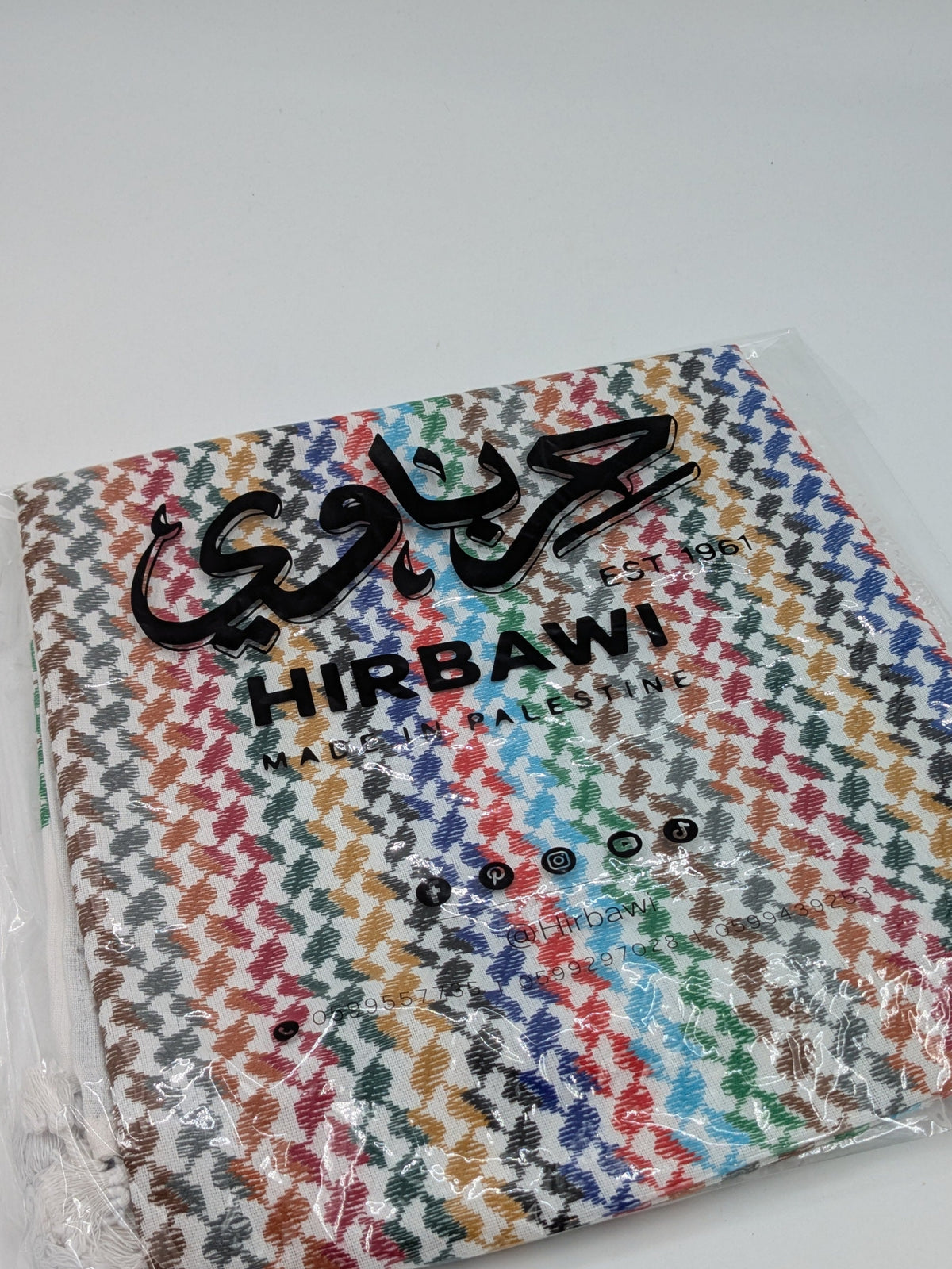 Auténtica kuffiyeh Hirbawi - blanco/multicolor