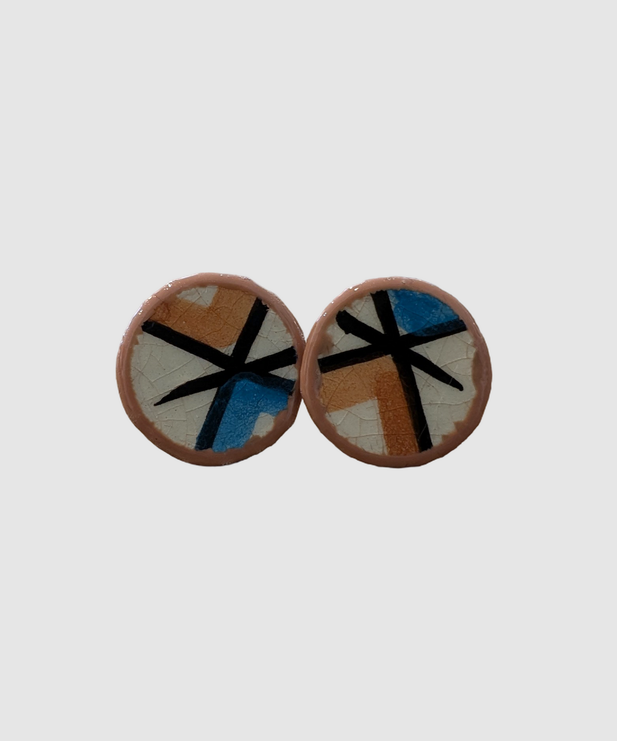 Boucles d'oreilles artisanales en céramique palestinienne- M